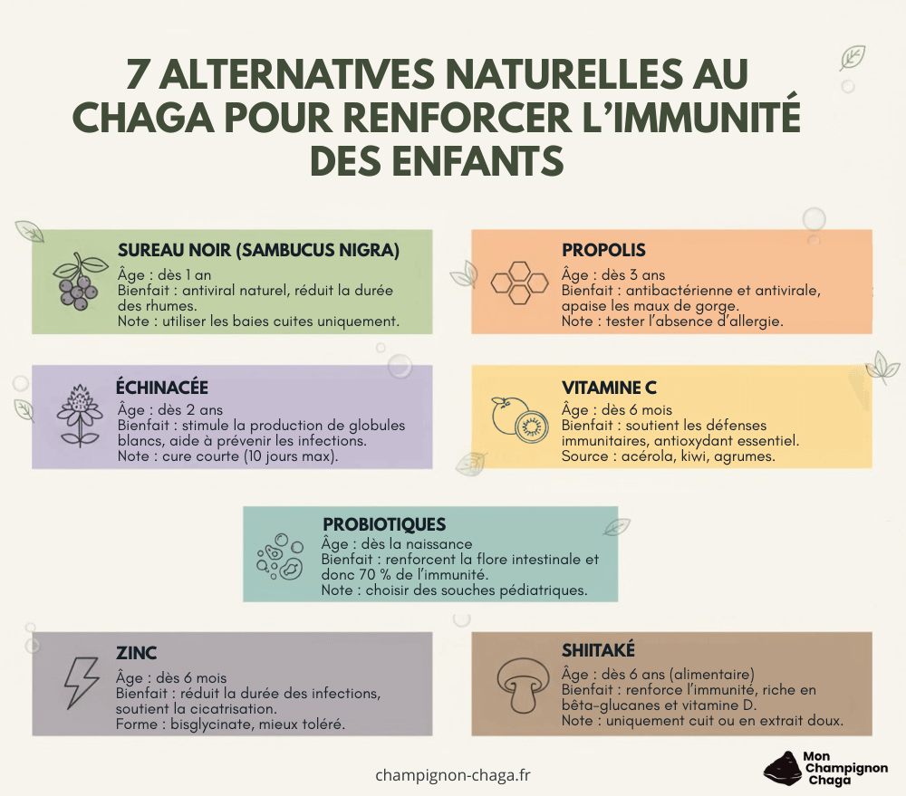 Alternatives naturelles au chaga pour renforcer l'immunité des enfants