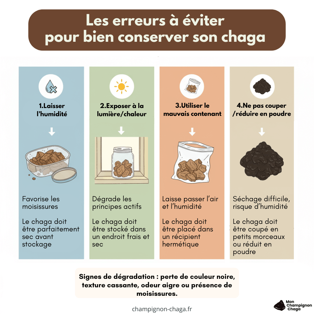 Infographie des erreurs de conservation du chaga