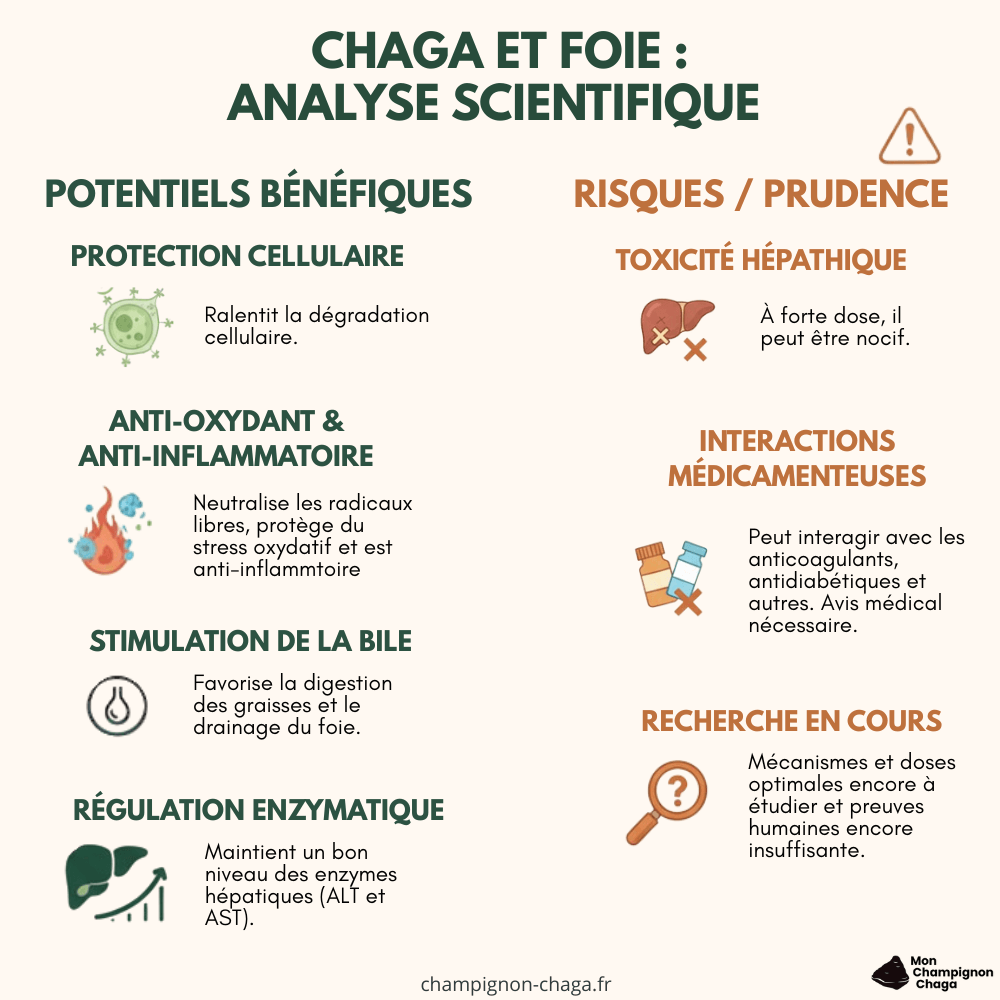 Infographie des effets du chaga sur le foie