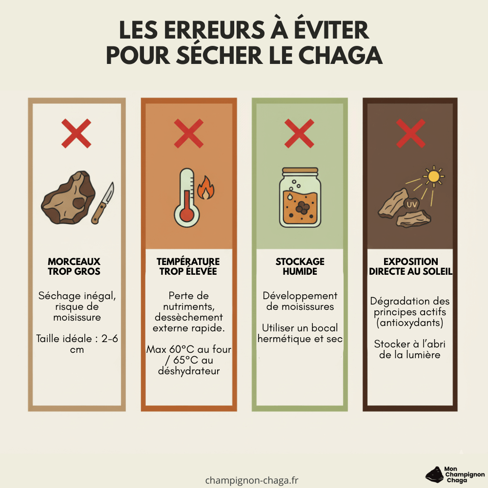 Les erreurs à éviter pour sécher le chaga