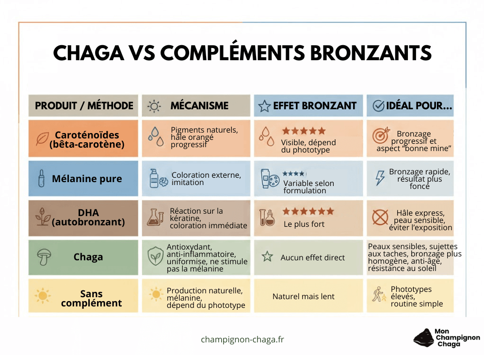 Chaga vs compléments bronzants