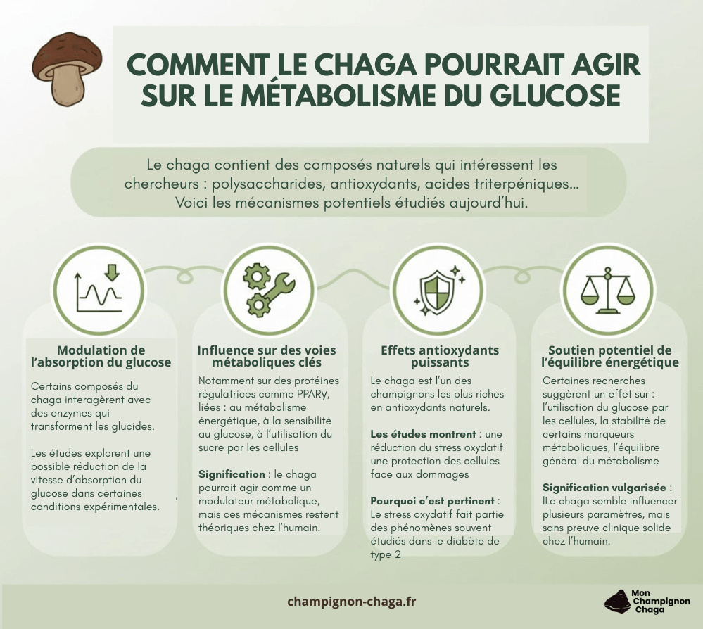 Comment le chaga pourrait agir sur le métabolisme du glucose ?