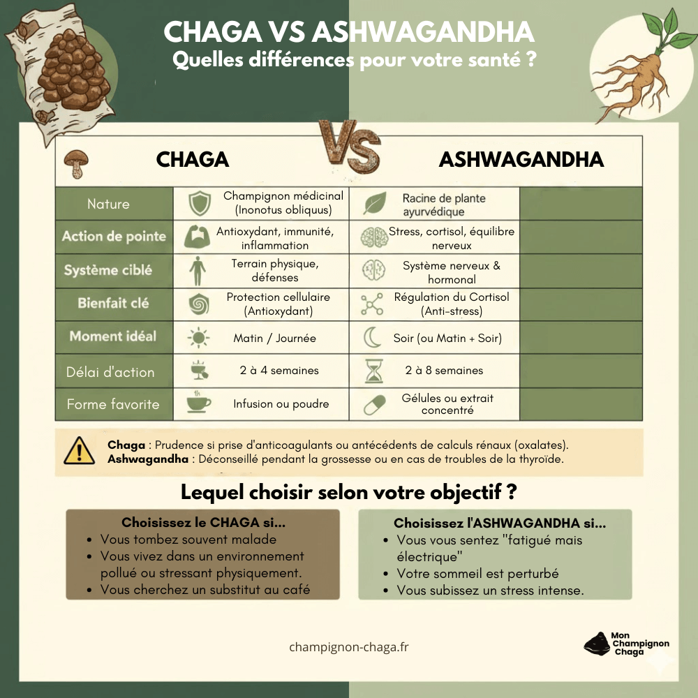 Chaga ou ashwagandha