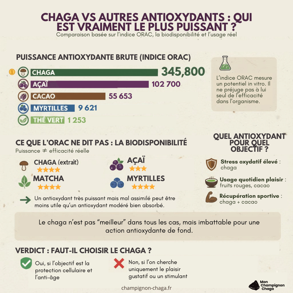 Chaga vs autres antioxydants
